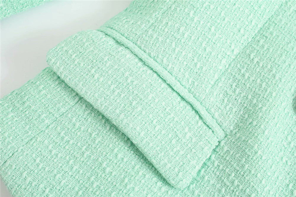 New Texture Double-breasted Short Green Suit Jacket Women New Texture Double-breasted Short Green Suit Jacket Women