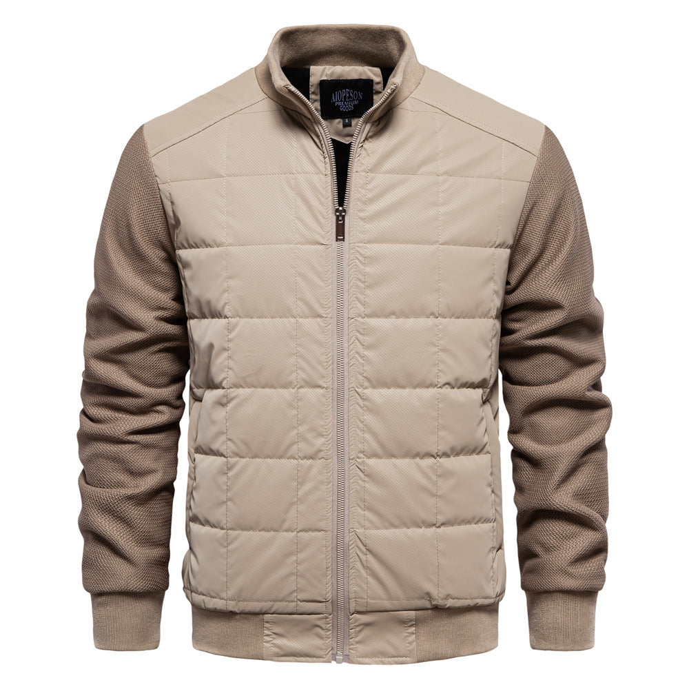 Fashion Stitching Coat Winter Personality Stand Collar Zipper Jacket Men's Clothing Fashion Stitching Coat Winter Personality Stand Collar Zipper Jacket Men's Clothing