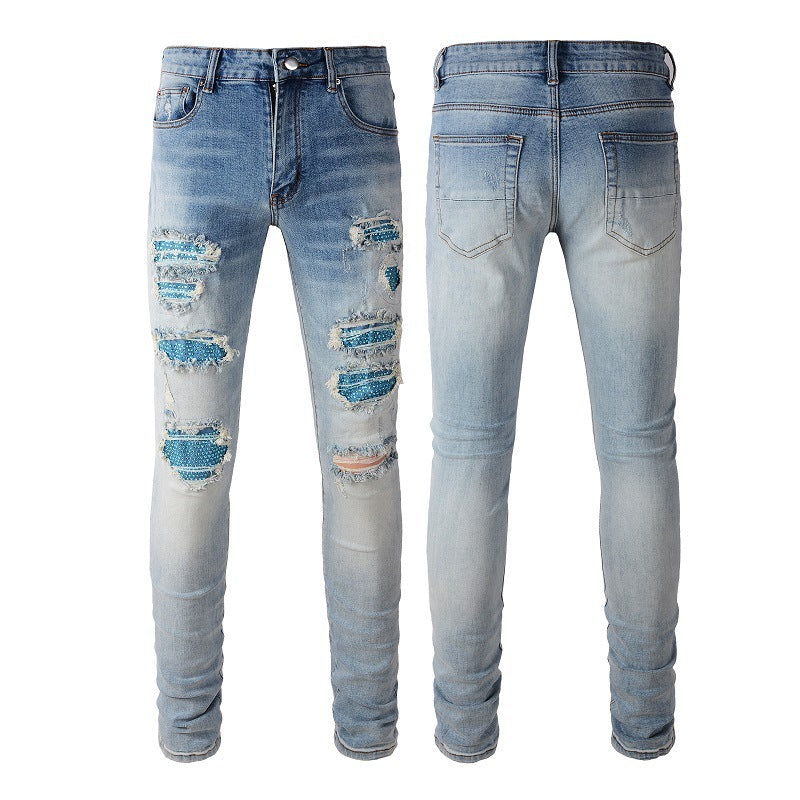 High Street Blue Diamond Washed Jeans Men High Street Blue Diamond Washed Jeans Men
