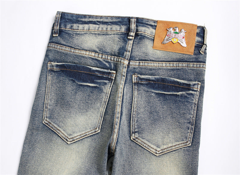 Jeans Patch Retro Blue Slim Fit Men Jeans Patch Retro Blue Slim Fit Men