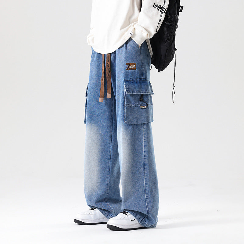 Fashion Wash Straight Cargo Jeans For Men Fashion Wash Straight Cargo Jeans For Men