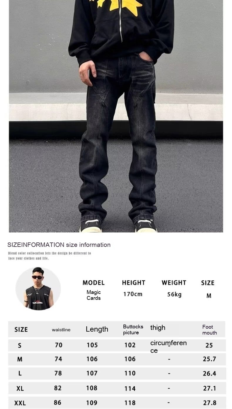 Casual Tapered Straight Washed Jeans Men Casual Tapered Straight Washed Jeans Men
