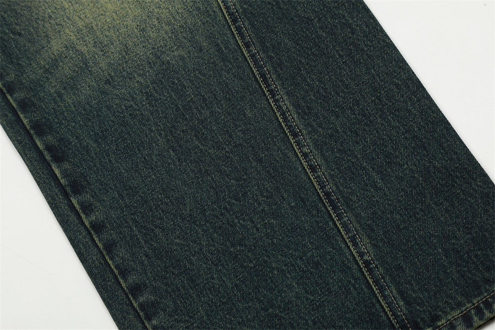 Loose Washed-out Straight Jeans For Men Loose Washed-out Straight Jeans For Men