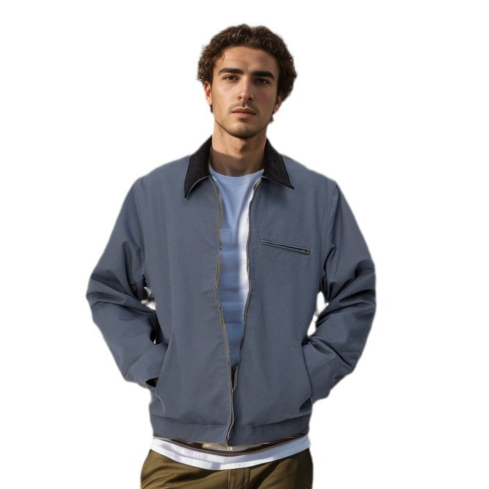 Men's Color Matching Lapel Zipper Jacket Men's Color Matching Lapel Zipper Jacket