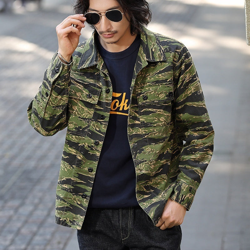 Tiger Pattern Camouflage Workwear Long Sleeve Shirt Tiger Pattern Camouflage Workwear Long Sleeve Shirt