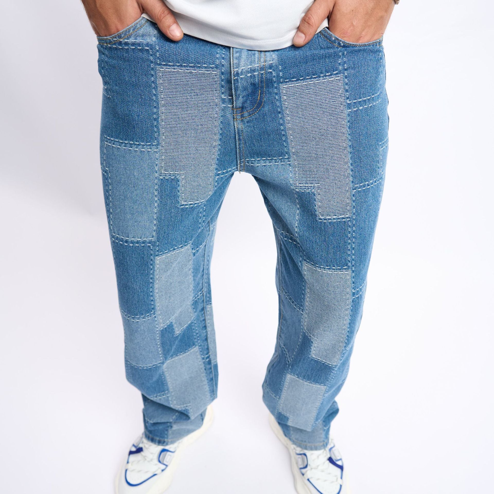 Brand Patch Stitch Elastic Jeans Men's Brand Patch Stitch Elastic Jeans Men's