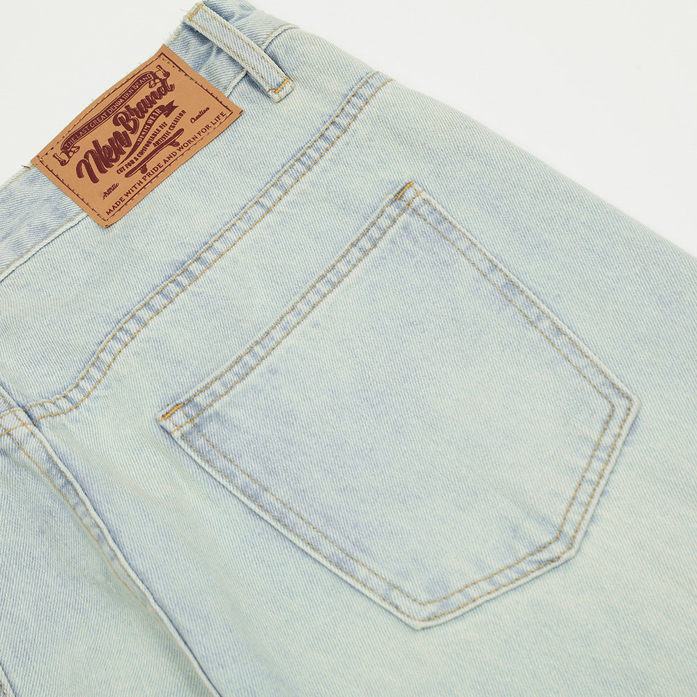 Light Color Washing Water Wide-leg Jeans Men Light Color Washing Water Wide-leg Jeans Men