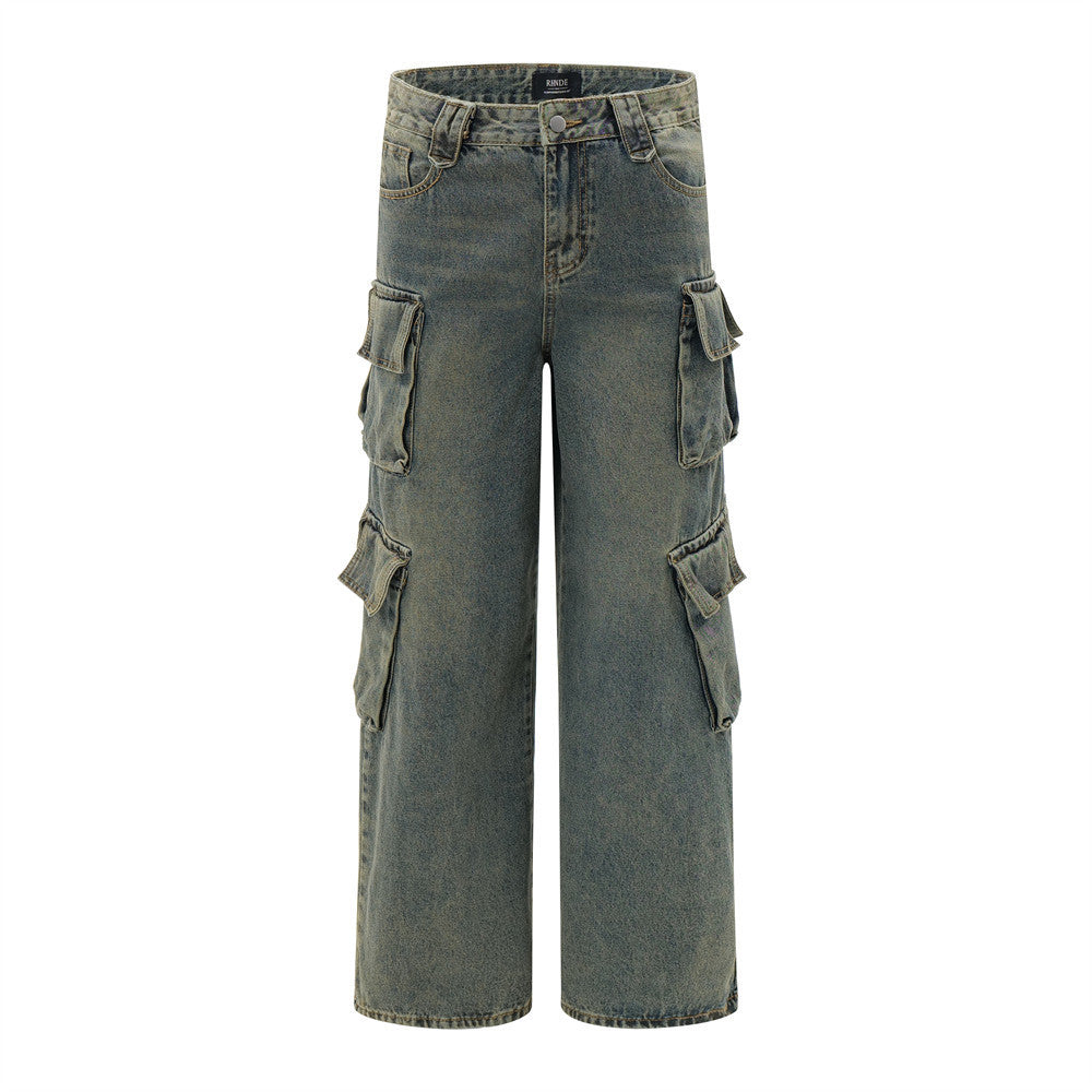 Punk Distressed Washed Denim Overalls Men Punk Distressed Washed Denim Overalls Men