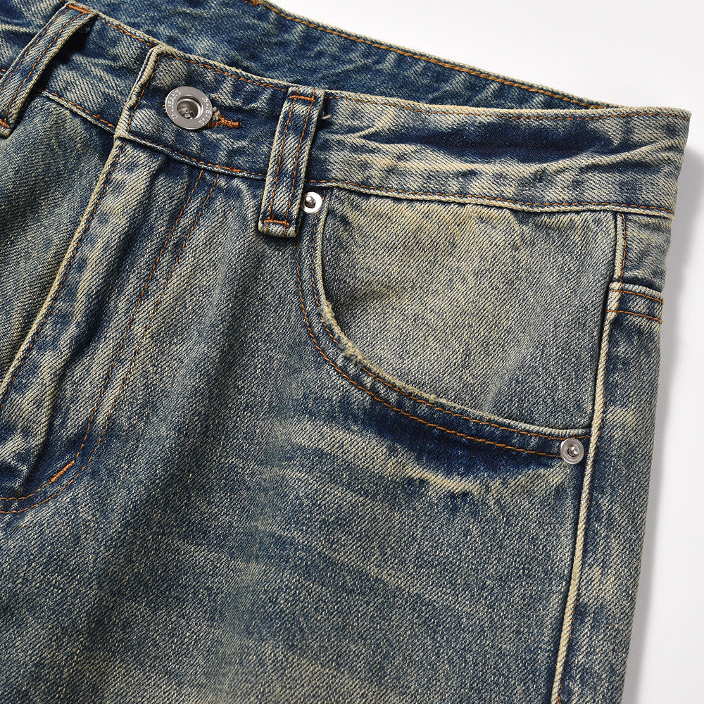 Washed Yellow Faded Jeans For Men Washed Yellow Faded Jeans For Men