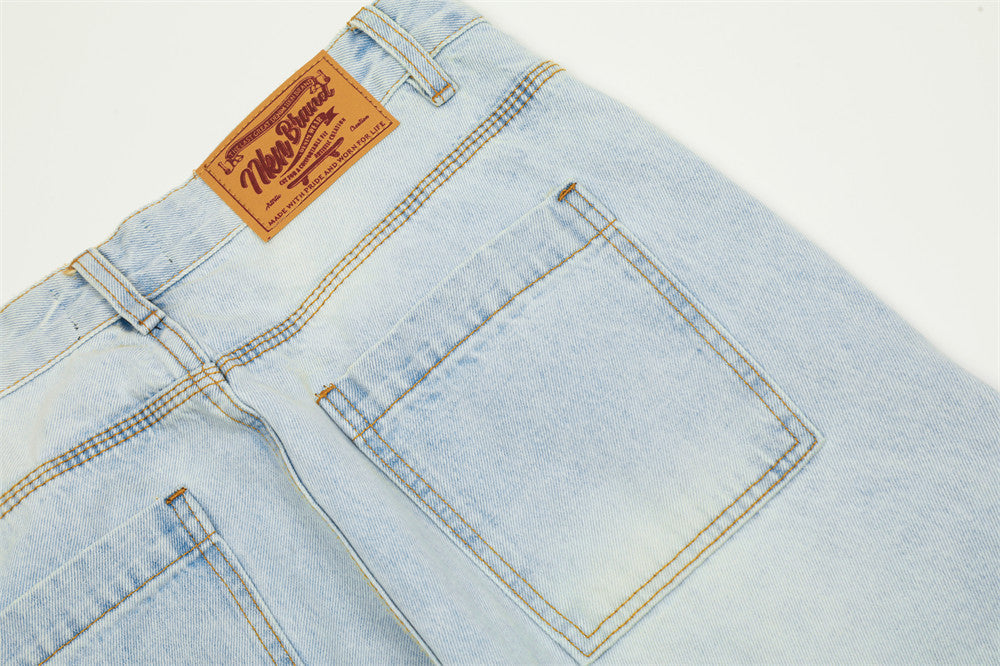 Wash Light Color Cargo Jeans Men Wash Light Color Cargo Jeans Men