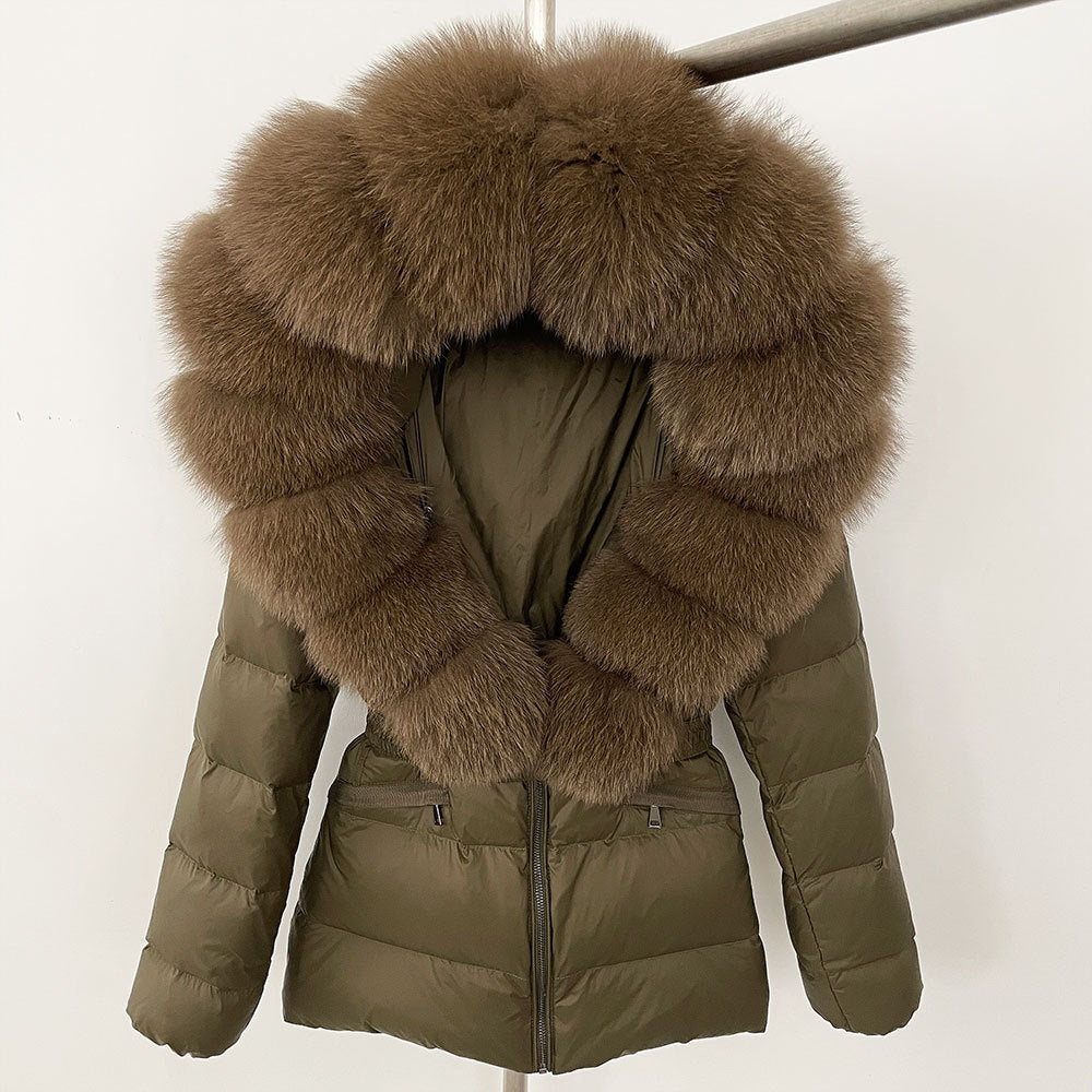 Short Women's Thickened Slim Fit Waist-tight Fur Down Jacket Short Women's Thickened Slim Fit Waist-tight Fur Down Jacket