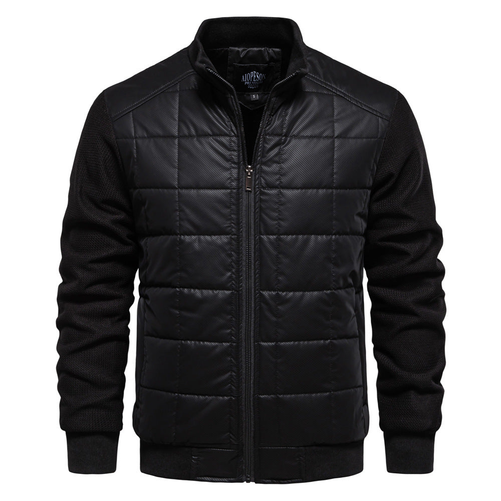Fashion Stitching Coat Winter Personality Stand Collar Zipper Jacket Men's Clothing Fashion Stitching Coat Winter Personality Stand Collar Zipper Jacket Men's Clothing
