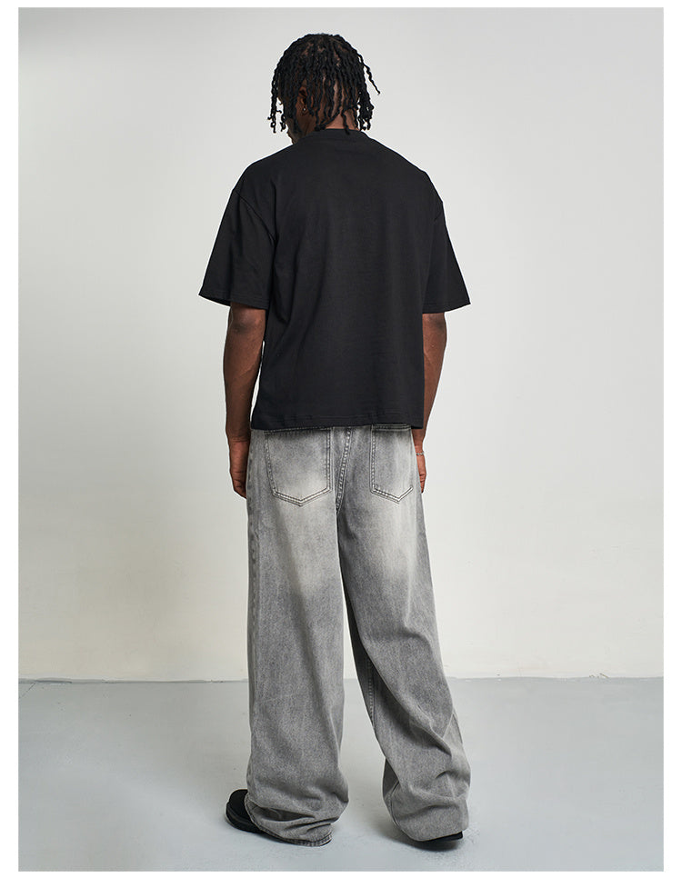 Loose Jeans Silver Gray Straight-leg Pants Loose Jeans Silver Gray Straight-leg Pants