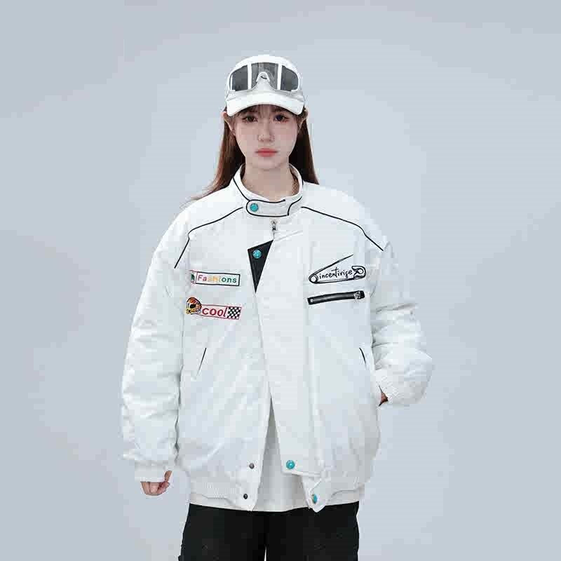 Thickening Embroidery Cotton Coat Winter Trendy Men And Women Couple Cotton-padded Clothes Coat Thickening Embroidery Cotton Coat Winter Trendy Men And Women Couple Cotton-padded Clothes Coat
