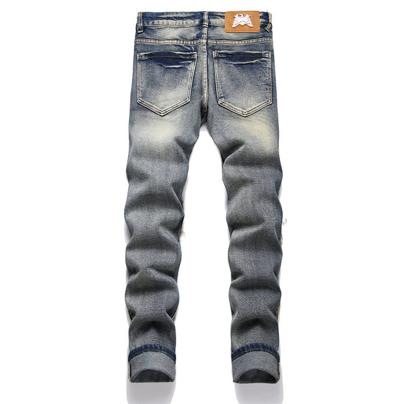 Jeans Patch Retro Blue Slim Fit Men Jeans Patch Retro Blue Slim Fit Men