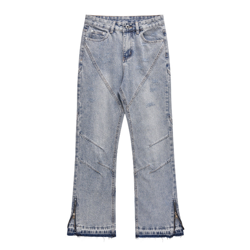 American High Street Leg Opening Zipper Jeans For Men American High Street Leg Opening Zipper Jeans For Men