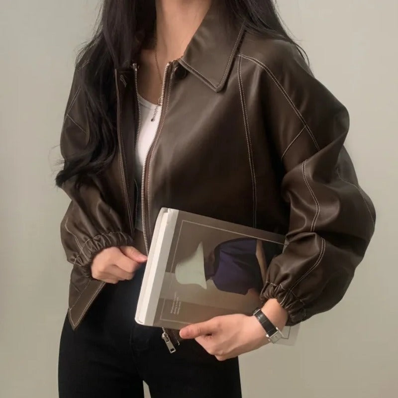 Fashion And Handsome Leather Coat Women Fashion And Handsome Leather Coat Women