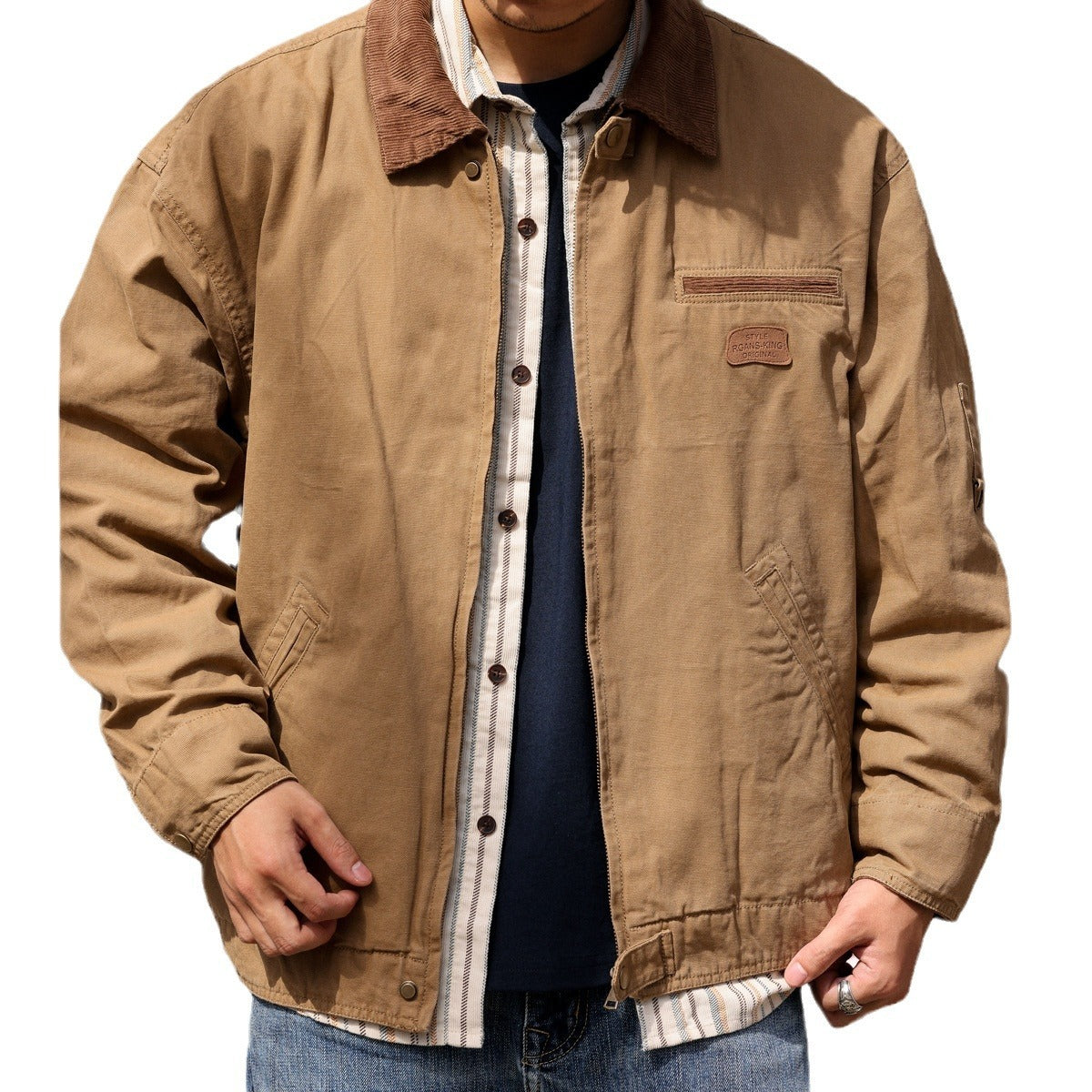 Retro Heavy Canvas Jacket Lapel Day Coat Autumn Retro Heavy Canvas Jacket Lapel Day Coat Autumn