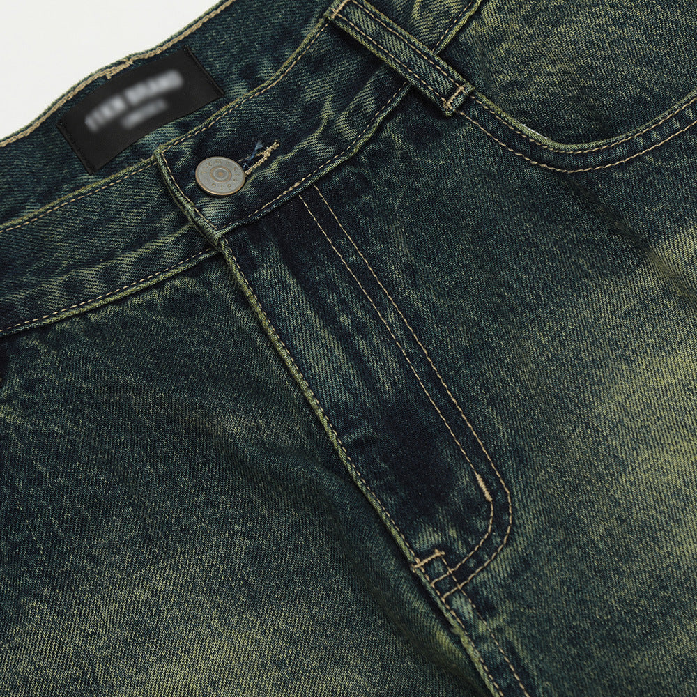 Loose Washed-out Straight Jeans For Men Loose Washed-out Straight Jeans For Men