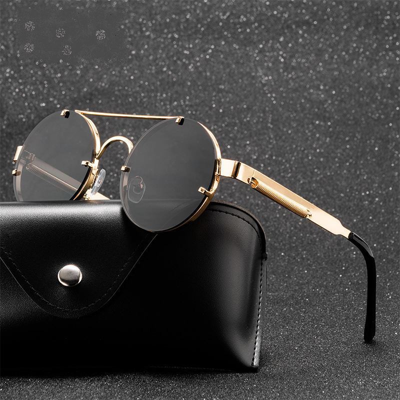 Round Steampunk Sunglasses Brand Design Men Women Metal Punk Round Steampunk Sunglasses Brand Design Men Women Metal Punk