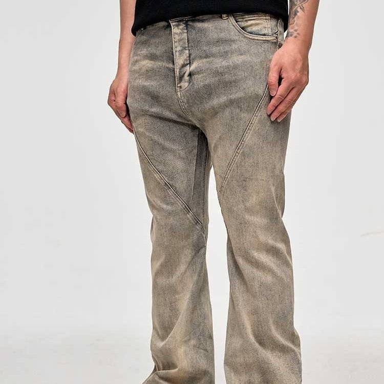 Splicing Washing Mud Dyeing Worn Jeans Splicing Washing Mud Dyeing Worn Jeans