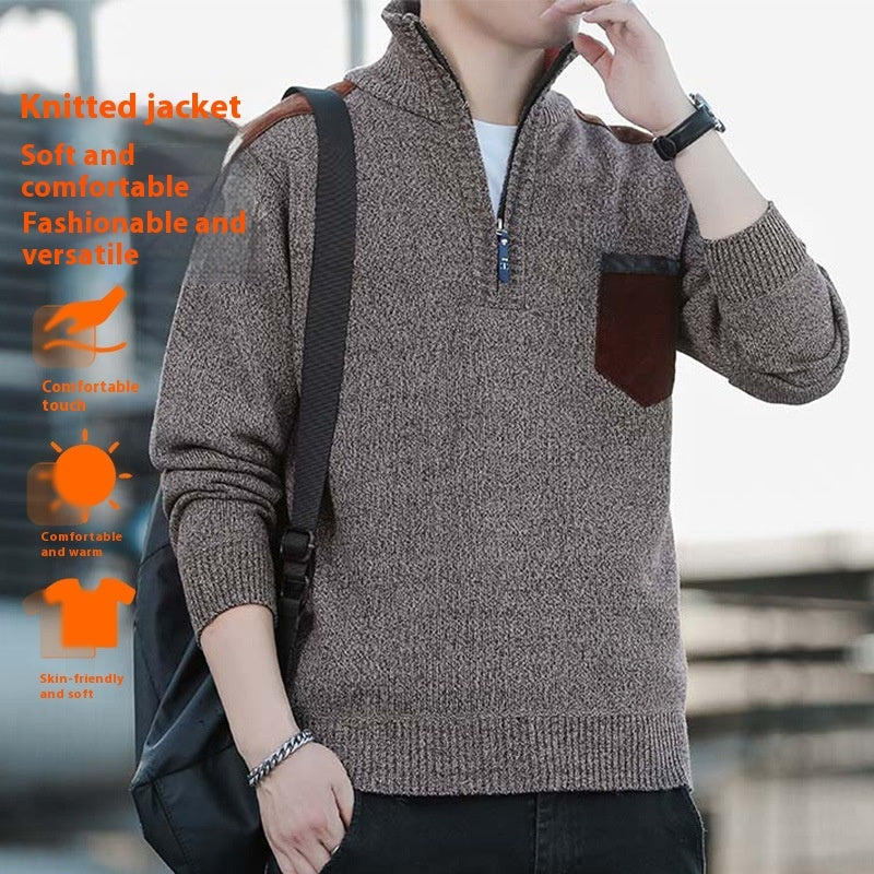 Men's Half Turtleneck Zipper Thick Needle Sweater Fashion Men's Half Turtleneck Zipper Thick Needle Sweater Fashion