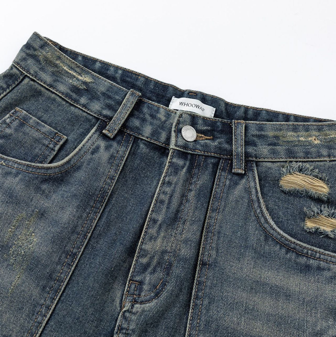 Straight Jeans Loose Distressed Retro Long Pants Straight Jeans Loose Distressed Retro Long Pants