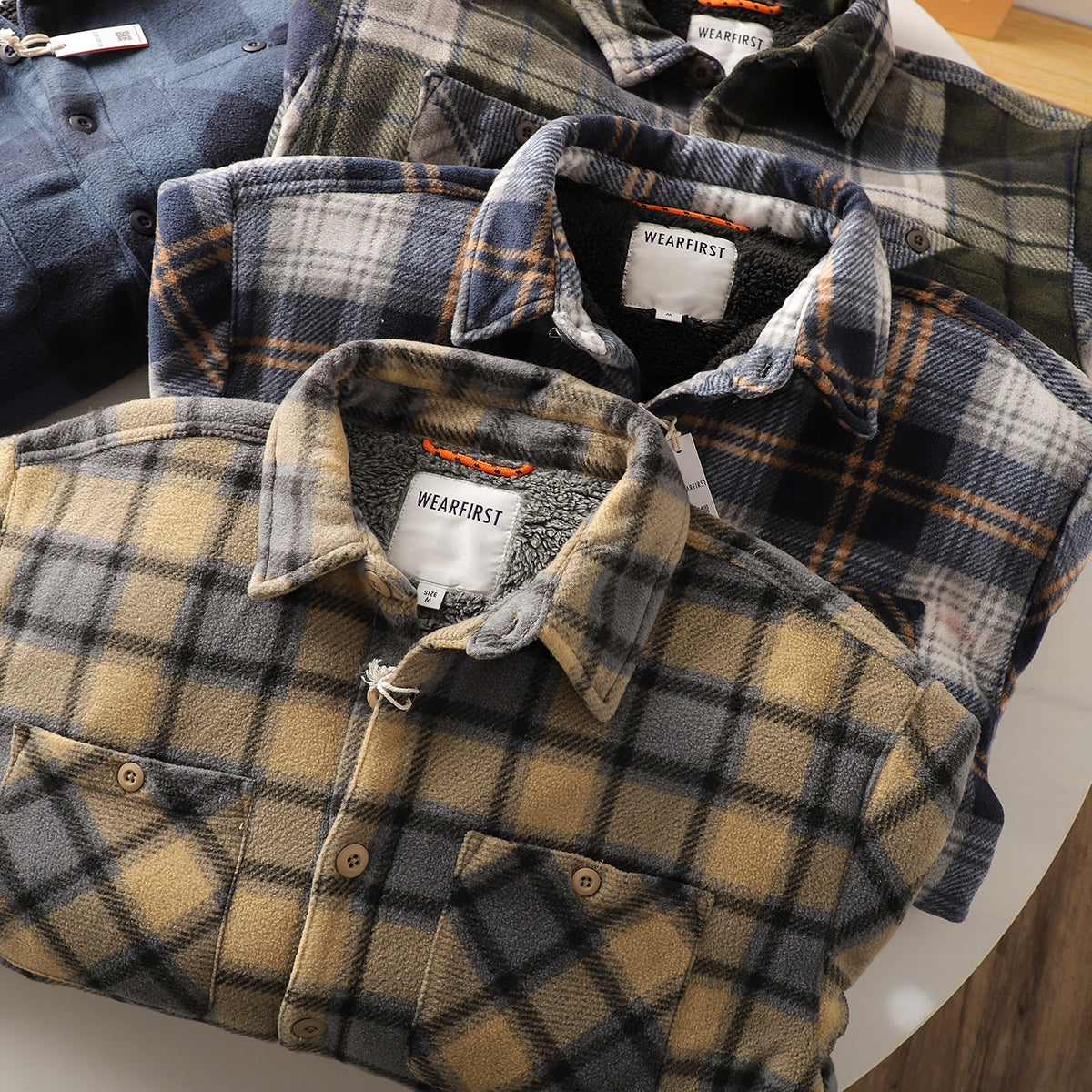 Autumn And Winter Fleece-lined Warm Composite Lambswool Plaid Shirt Cotton-padded Coat Autumn And Winter Fleece-lined Warm Composite Lambswool Plaid Shirt Cotton-padded Coat
