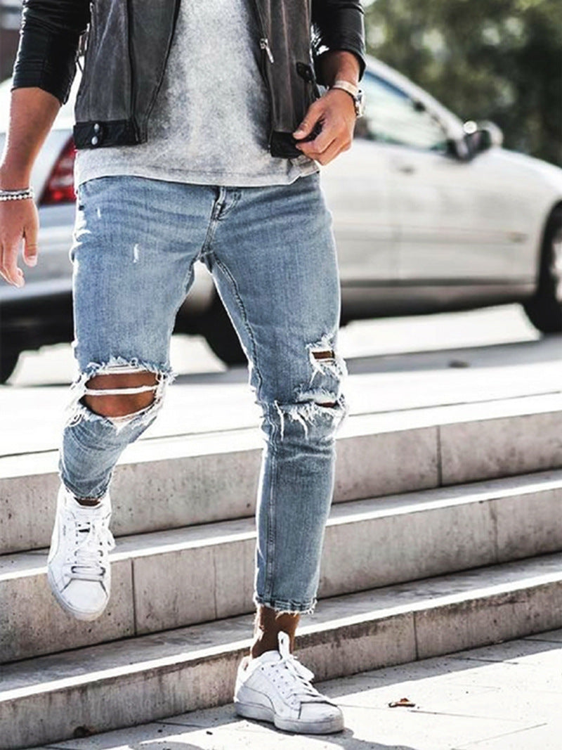 Men's jeans new hole pants trousers Men's jeans new hole pants trousers