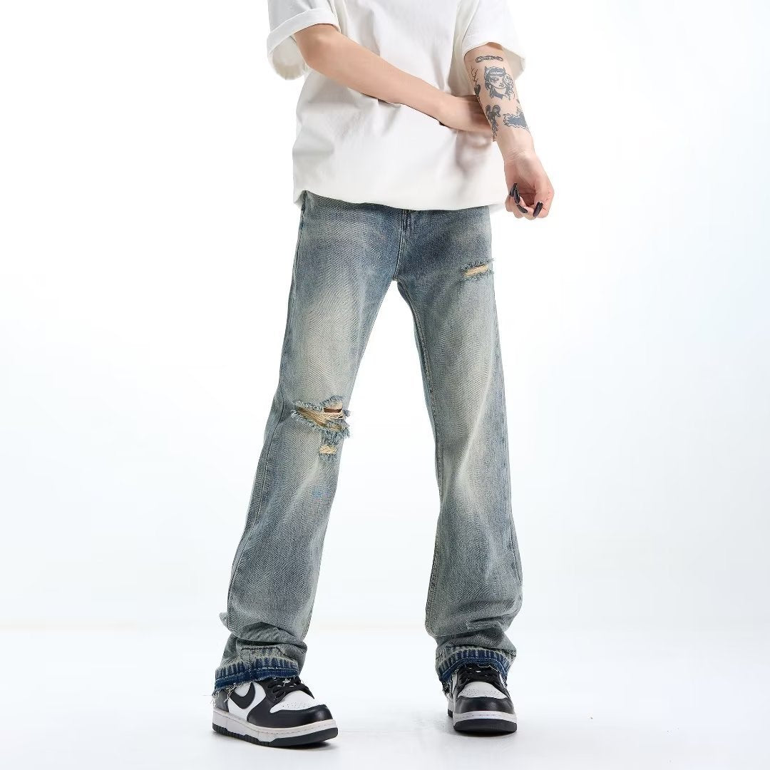 Loose Straight Ripped Jeans For Men Loose Straight Ripped Jeans For Men