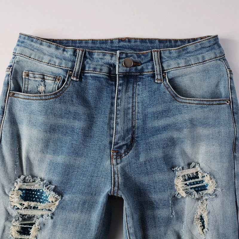 High Street Blue Diamond Washed Jeans Men High Street Blue Diamond Washed Jeans Men