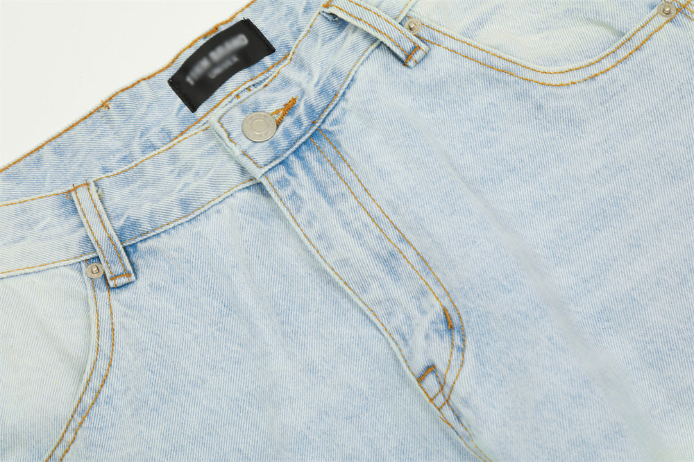Wash Light Color Cargo Jeans Men Wash Light Color Cargo Jeans Men