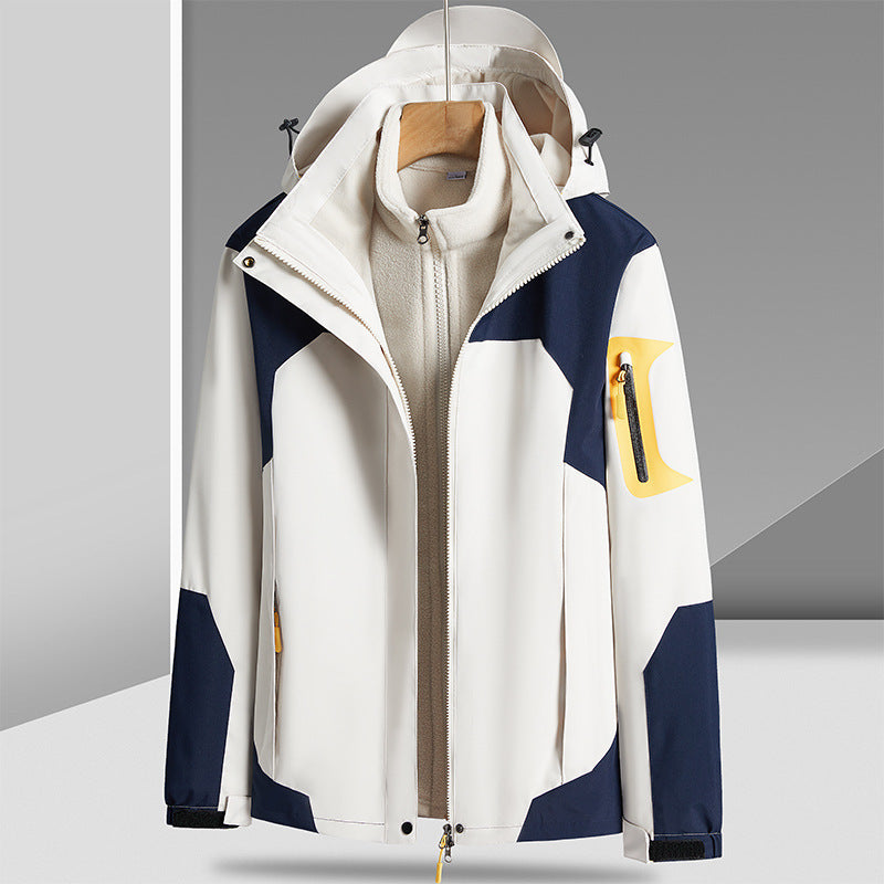Three-in-one Removable Liner With Velvet Thickening Windproof Waterproof Jacket Three-in-one Removable Liner With Velvet Thickening Windproof Waterproof Jacket