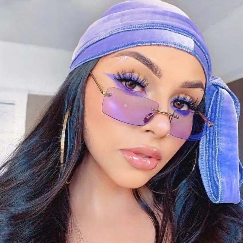 Rimless sunglasses women square Rimless sunglasses women square
