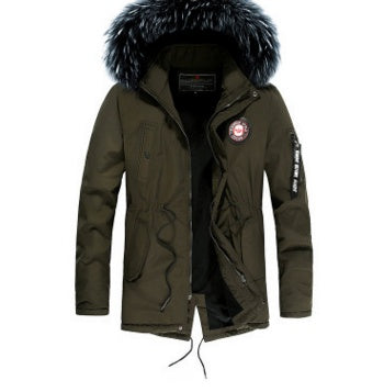 Winter new warm casual men's cotton coat thick long hair fur collar coat Winter new warm casual men's cotton coat thick long hair fur collar coat