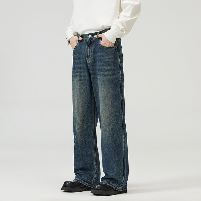 Men And Women Washed-out Vintage Wide-leg Pants Men And Women Washed-out Vintage Wide-leg Pants