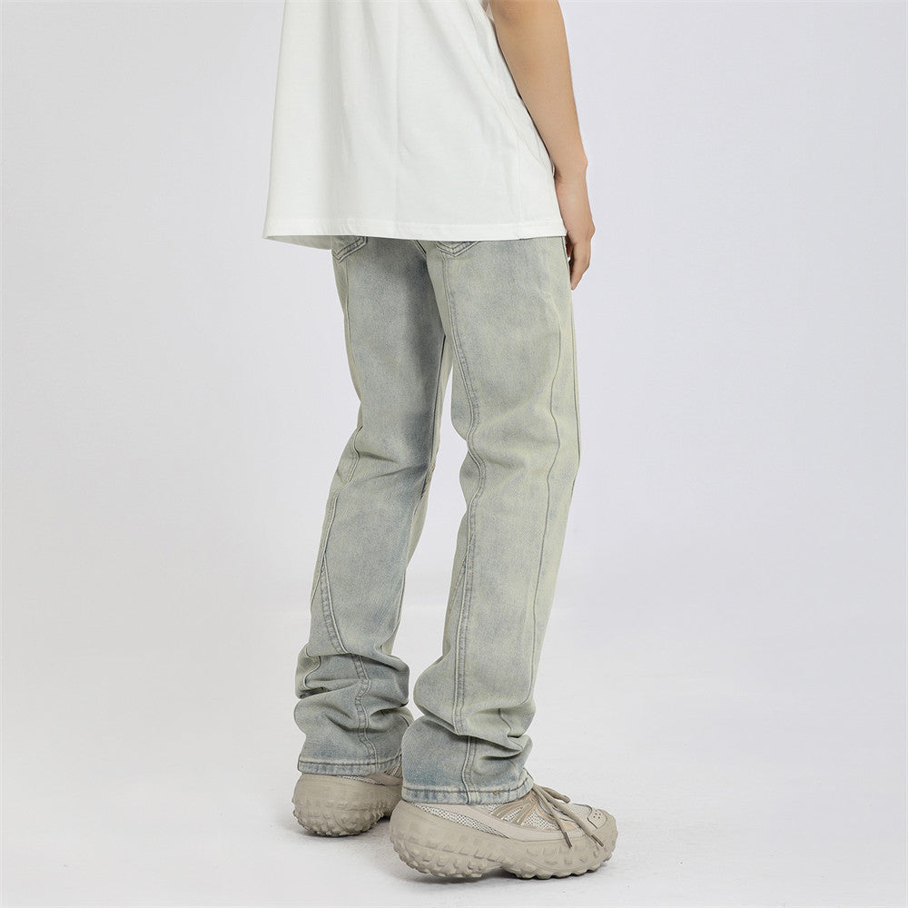 Washed Bright White Straight Jeans For Men Washed Bright White Straight Jeans For Men