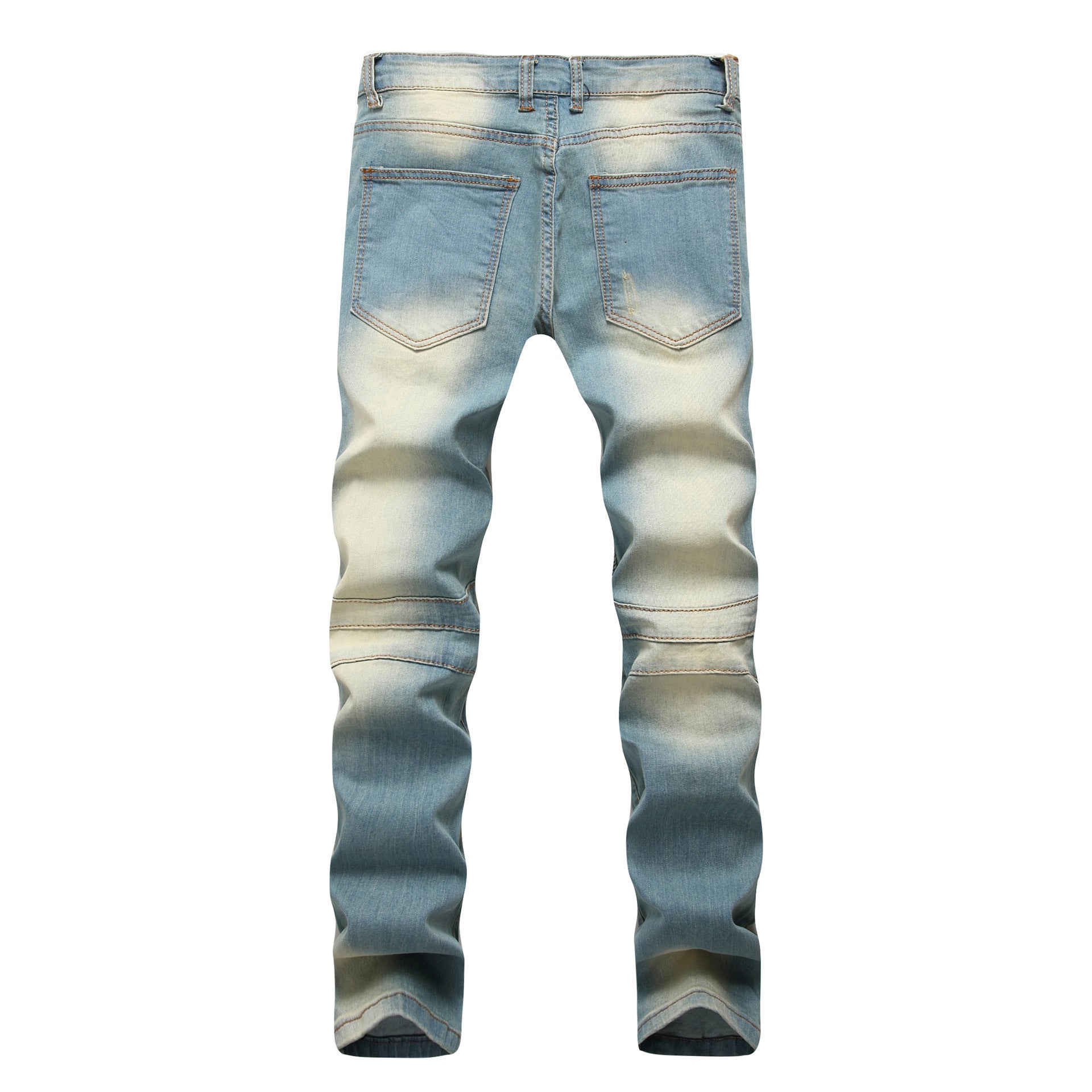 Cross border special for men's zipper, jeans, broken holes, dragging the yellow, nostalgic men, Europe and America high street stretch pants Cross border special for men's zipper, jeans, broken holes, dragging the yellow, nostalgic men, Europe and America high street stretch pants