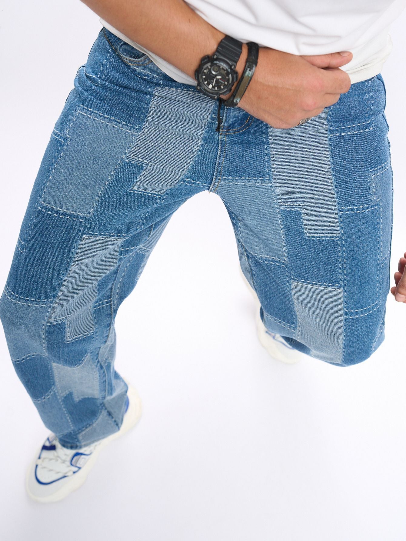 Brand Patch Stitch Elastic Jeans Men's Brand Patch Stitch Elastic Jeans Men's