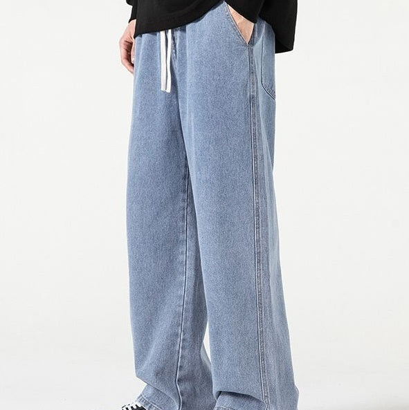 Straight Loose Light Blue Jeans For Men Straight Loose Light Blue Jeans For Men
