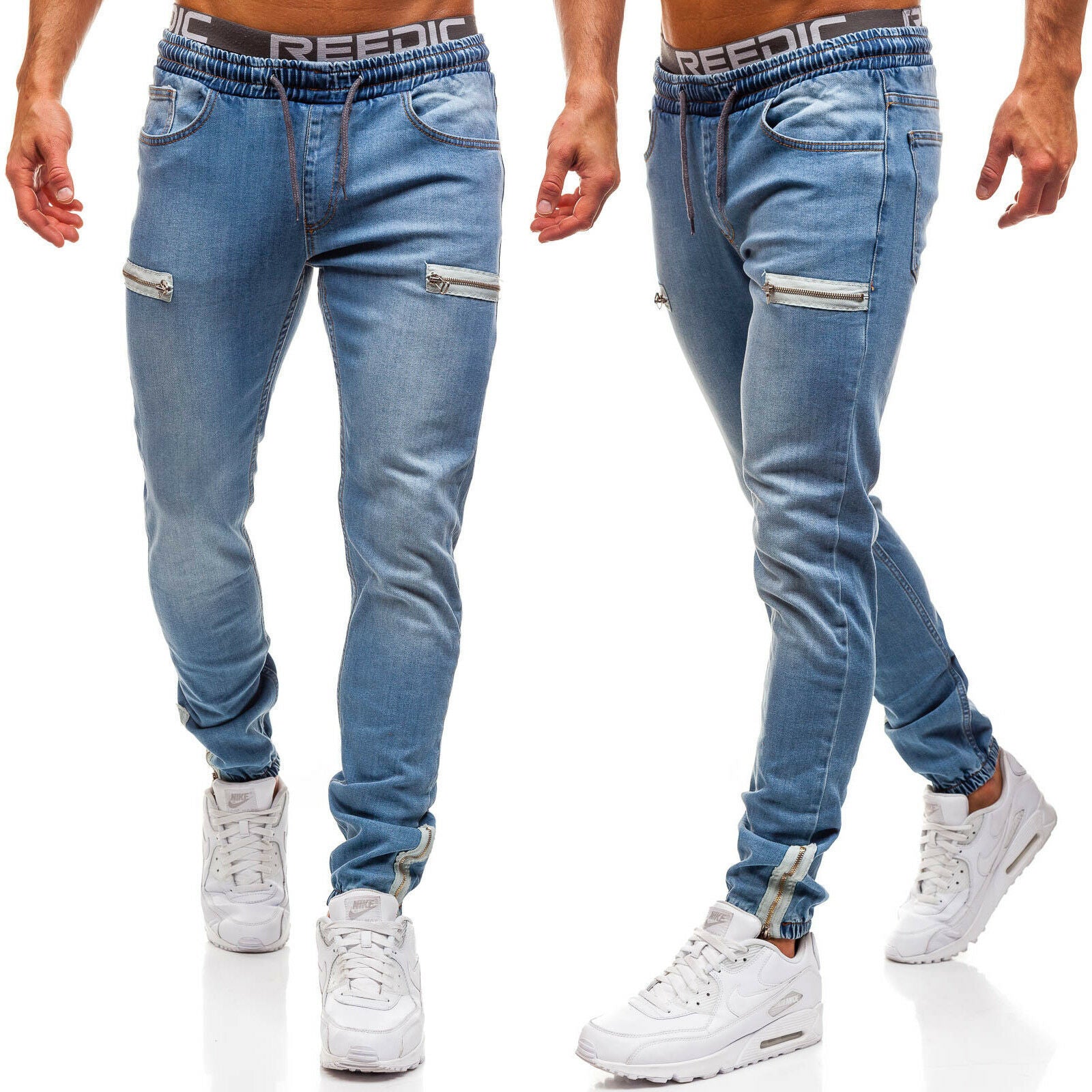 European And American Men's Denim Fabric Casual Frosted Zipper Design Sports Jeans Men European And American Men's Denim Fabric Casual Frosted Zipper Design Sports Jeans Men