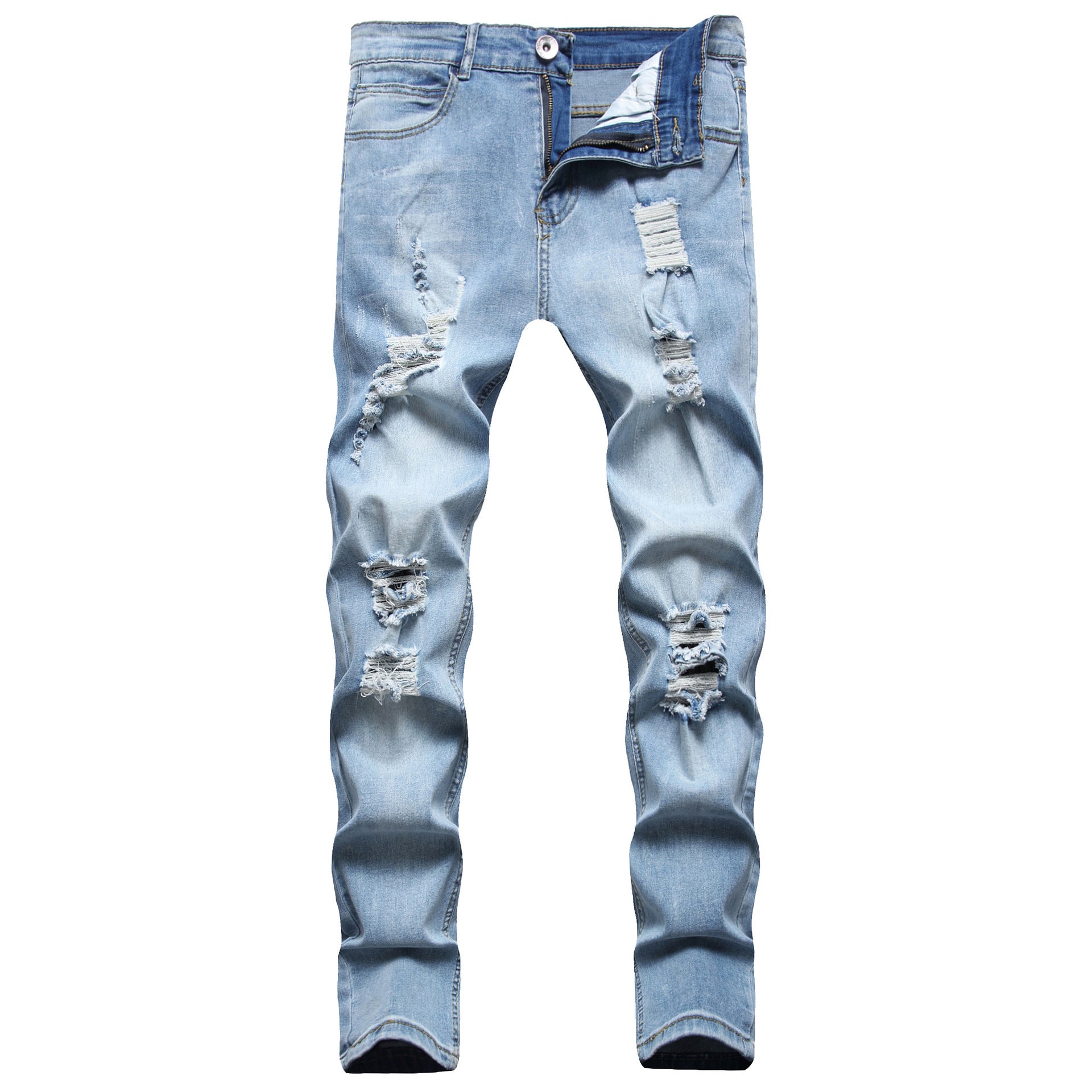 Men's Ripped Slim Jeans Fashion Casual Ankle Banded Pants Men's Ripped Slim Jeans Fashion Casual Ankle Banded Pants