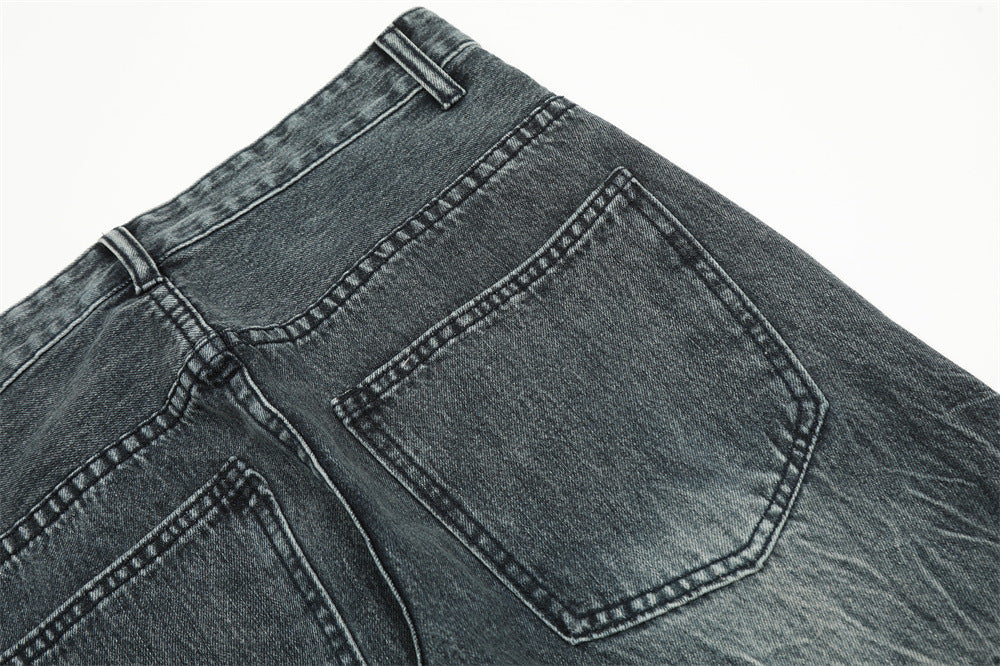 Men's Marble Pattern Washed And Worn Jeans Men's Marble Pattern Washed And Worn Jeans