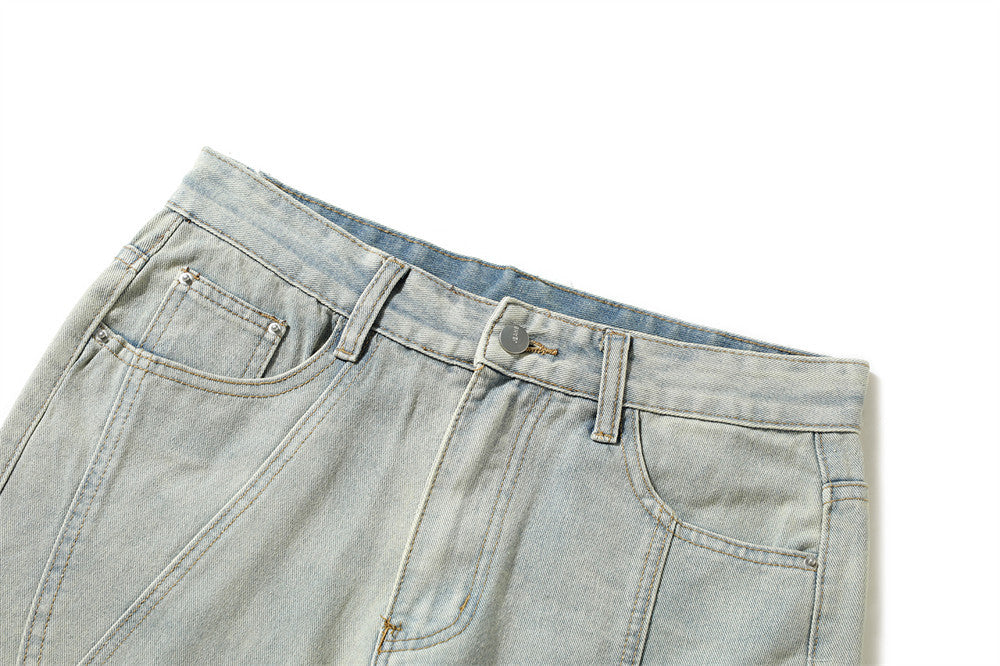 Washed Bright White Straight Jeans For Men Washed Bright White Straight Jeans For Men