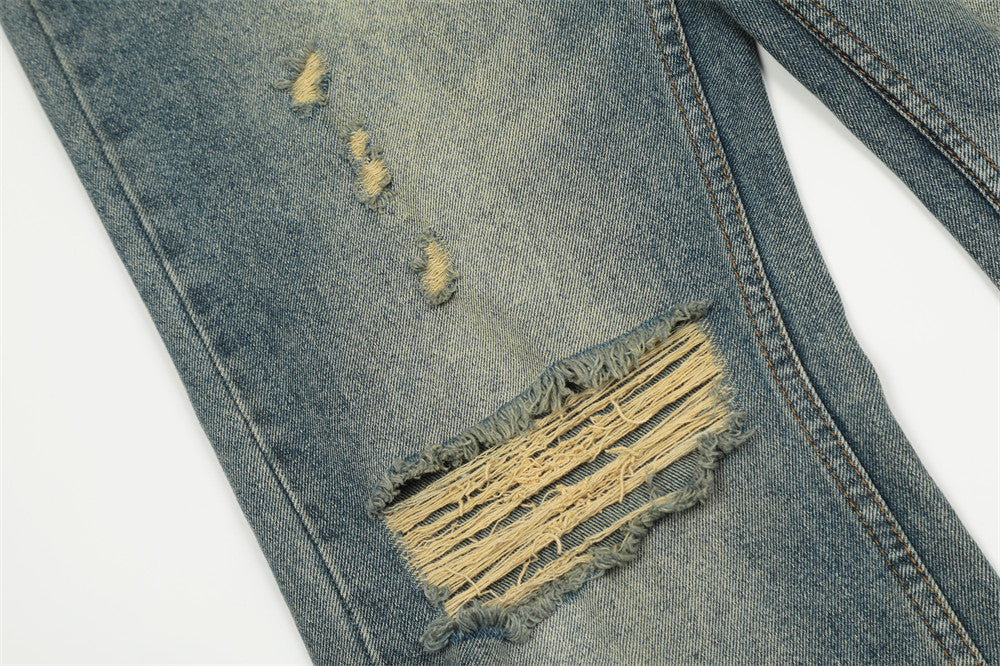 Fashion Personality Water Washed Hole Jeans For Men Fashion Personality Water Washed Hole Jeans For Men