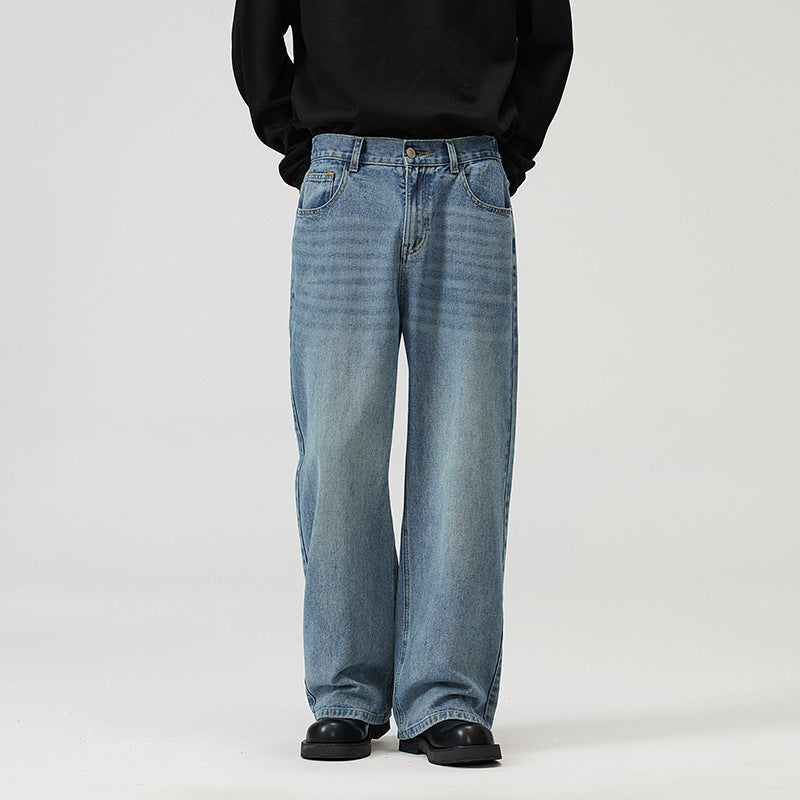 Men And Women Washed-out Vintage Wide-leg Pants Men And Women Washed-out Vintage Wide-leg Pants
