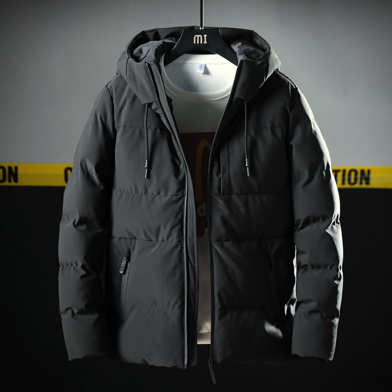 Men's Hooded Thick Solid Color Slim Casual Cotton Coat Men's Hooded Thick Solid Color Slim Casual Cotton Coat