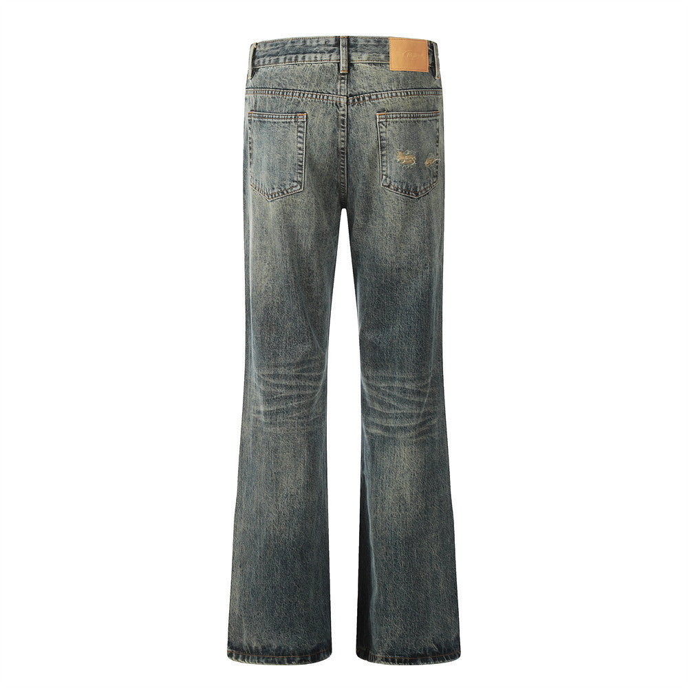 American Retro Tattered Jeans Denim Trousers Men American Retro Tattered Jeans Denim Trousers Men