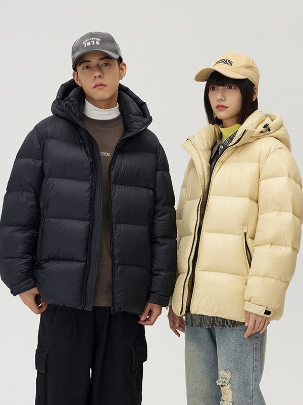 Down Jacket Thickened Couple Winter New Windproof Coat Solid Color Hooded Down Jacket Thickened Couple Winter New Windproof Coat Solid Color Hooded
