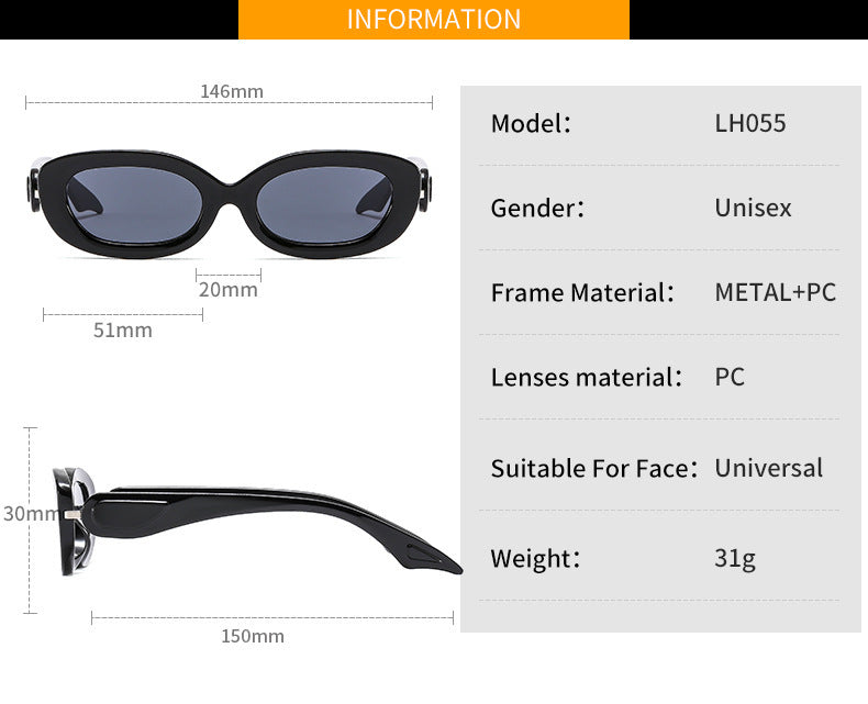 Trendy Sunglasses Oval Small Frame Men And Women Fashion Personalized Trendy Sunglasses Oval Small Frame Men And Women Fashion Personalized